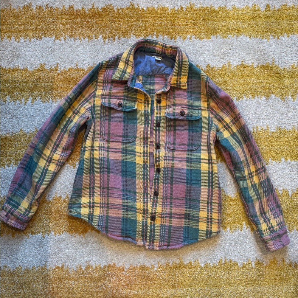 L.L.Bean 1912 Overshirt Long Sleeve Jacket Plaid Flannel Washed Orchid Pockets